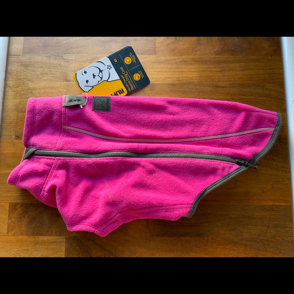 Ruffwear Climate Changer zippered fleece dog jacket, Alpenglow Pink.